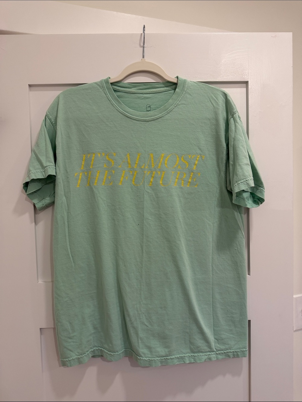 LONELY GHOST Mint Green Tee with Yellow Slogan